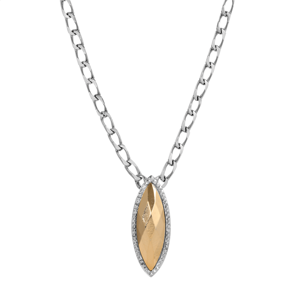 1928 Jewelry Two Tone Faceted Marquise Pendant - image 