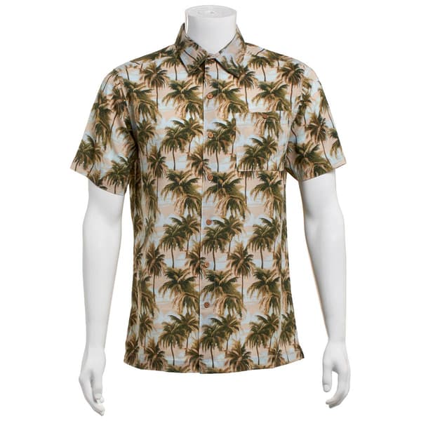Mens Preswick & Moore(R) Rayon Palm Button Down Shirt - Silt Green - image 
