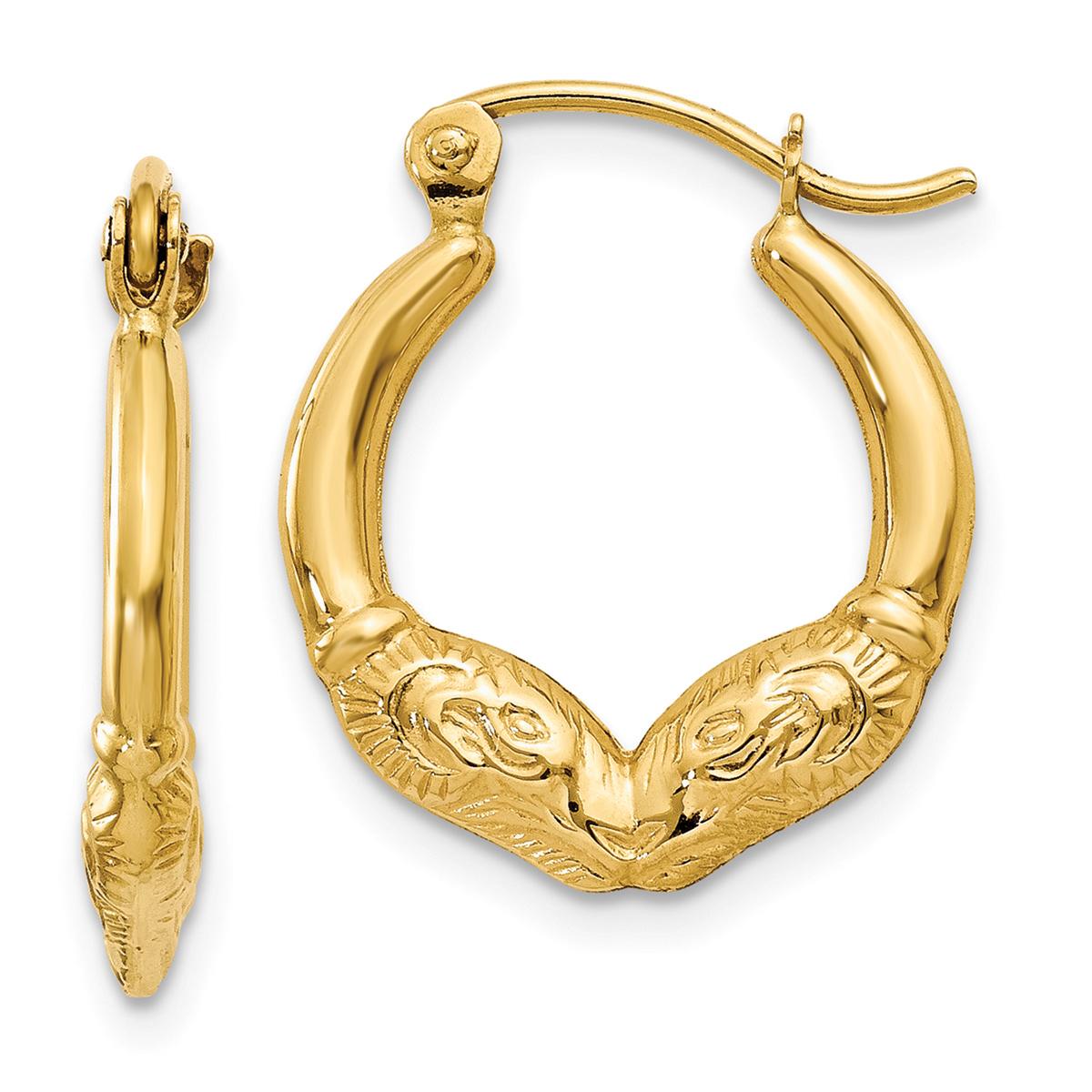 Gold Classics™ 10mm. 14kt. Gold Polished Ram Hoop Earrings