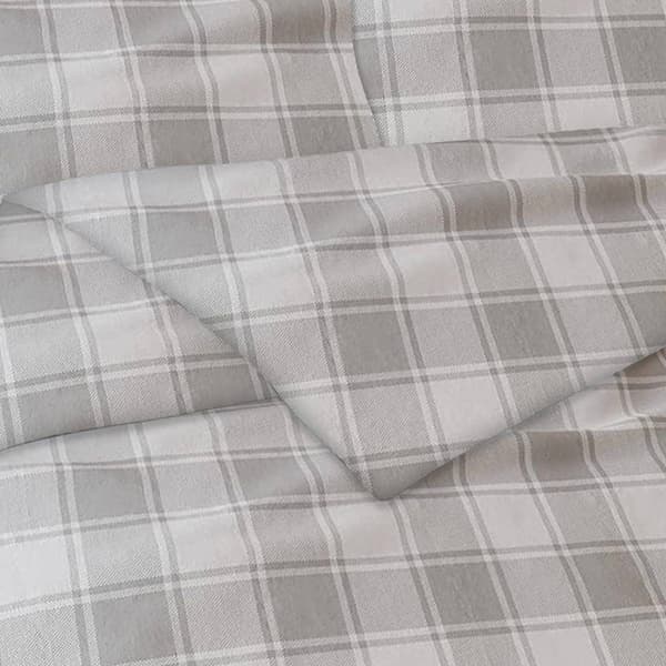 Bibb Home 3pc. Grey Plaid Flannel Duvet Cover Set - image 