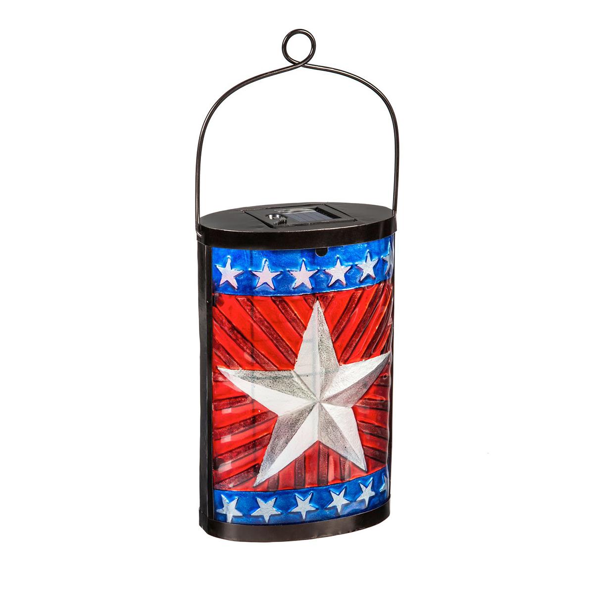 Evergreen 14.8in. Patriotic Flag Star Solar Lantern
