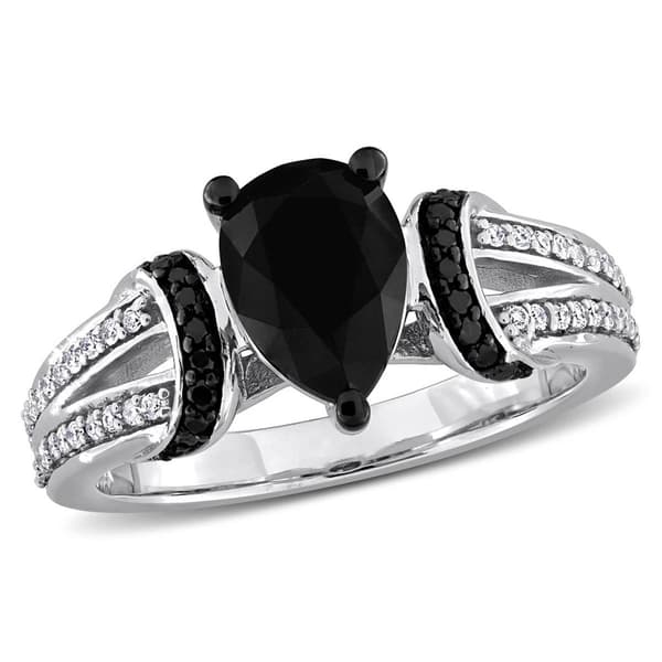 Sophia B White Gold 2 2/5ctw. Black & White Pear Diamond Ring - image 