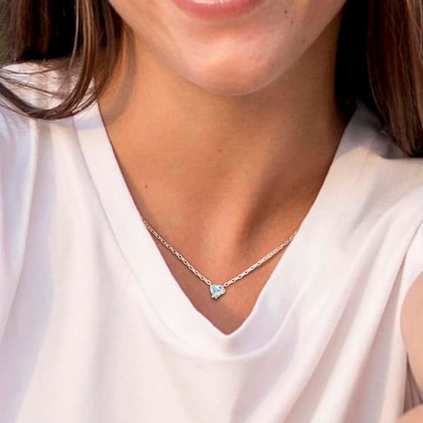 Sterling Silver Blue Topaz-Sky & Diamond Accent Heart Pendant
