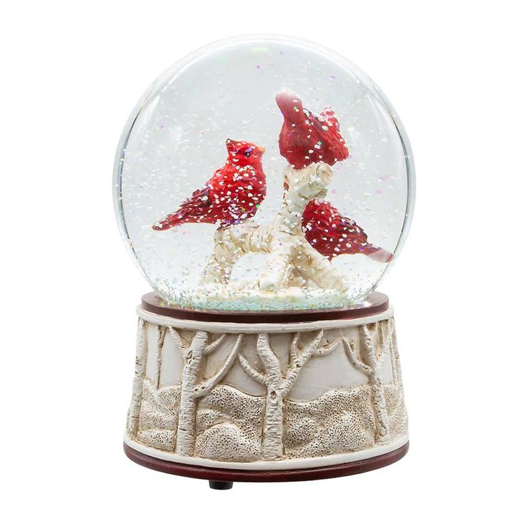 Kurt Adler Wind Up Musical Cardinals Water Globe