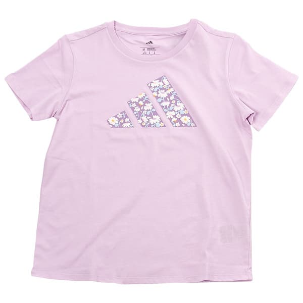 Girls (7-16) adidas(R) Floral Logo Regular Fit Tee
