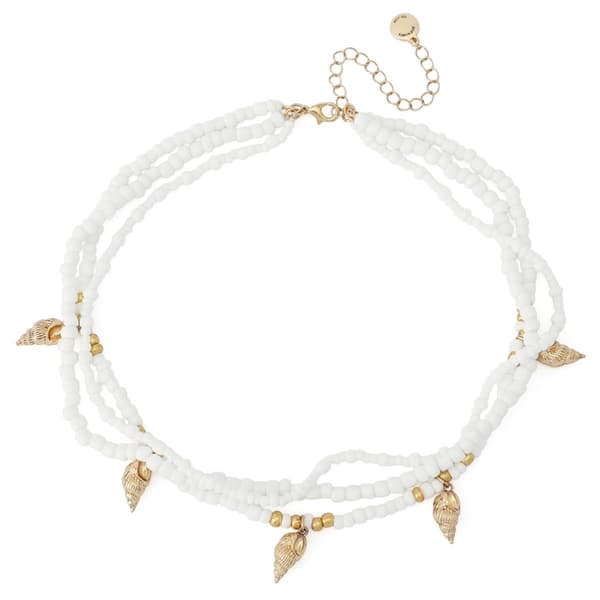 Steve Madden Vintage Luxe Shell Beaded Layered Necklace - image 