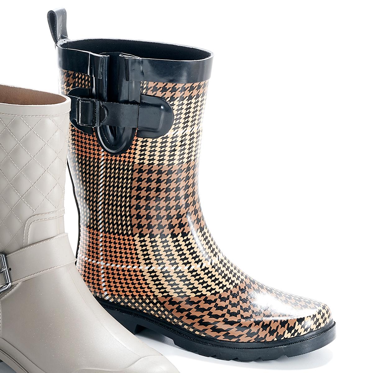 Womens Capelli New York Houndstooth Mid-Calf Rain Boots