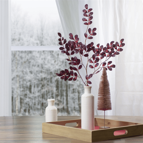Northlight 37in. Glittered Leaves Artificial Christmas Spray