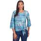 Womens Ruby Rd. Must Haves III Knit Plaid Foil Top - image 1