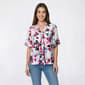 Womens Kasper Short Flutter Sleeve Tie Neck Place Floral Blouse - image 1