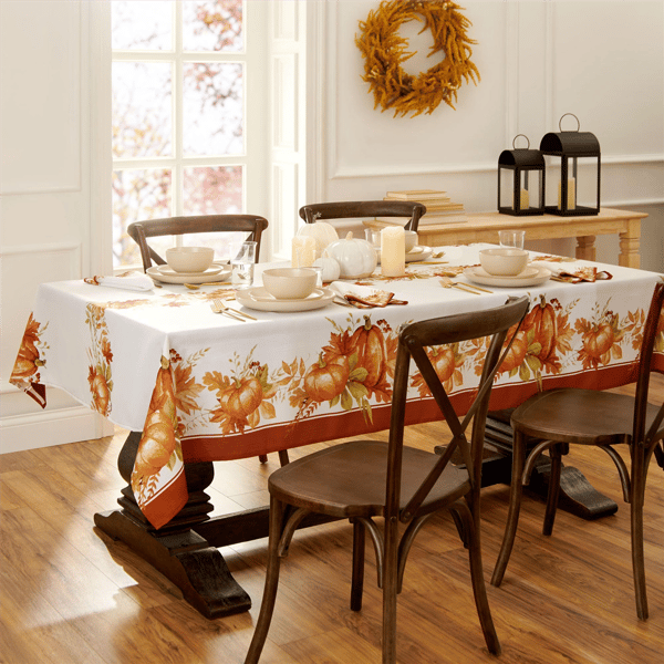 Threadmade Autumn Pumpkin Grove Fall Tablecloth