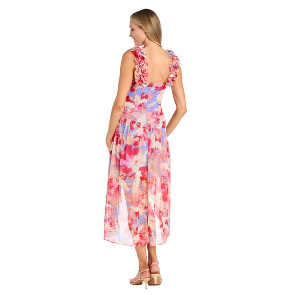 Petite R&M Richards Midi Floral Printed Chiffon Dress