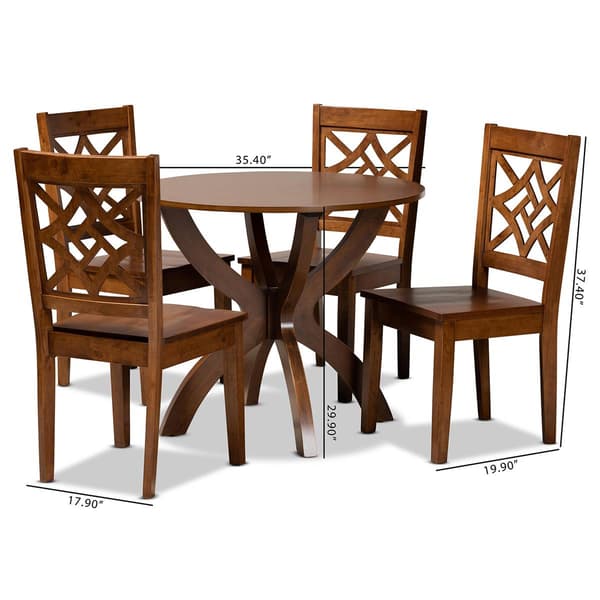 Baxton Studio Anila Walnut Brown Finished Wood 5pc. Dining Set