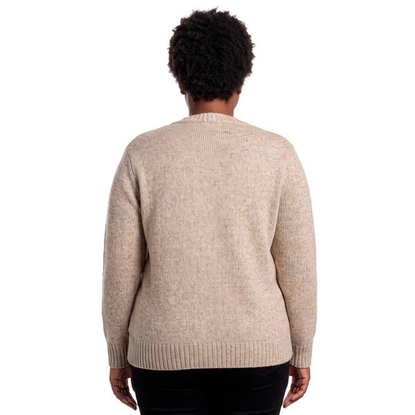 Plus Size Hasting & Smith Solid Long Sleeve Cable V-Neck Cardigan