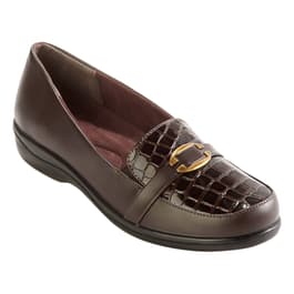 Womens Easy Street Evita Croc Loafers - Brown Croc