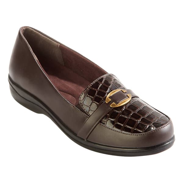 Womens Easy Street Evita Croc Loafers - Brown Croc - image 