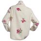 Juniors Pink Rose Floral Snap Button Teddy Shacket - image 2