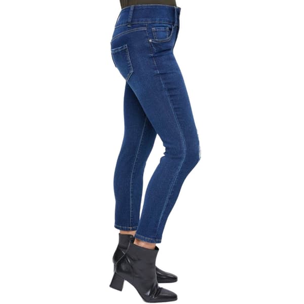 Petite Royalty Basic Three Button High Rise Rip Skinny Jeans