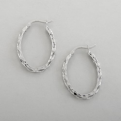 Sterling Silver Fancy Hoop Earrings - image 