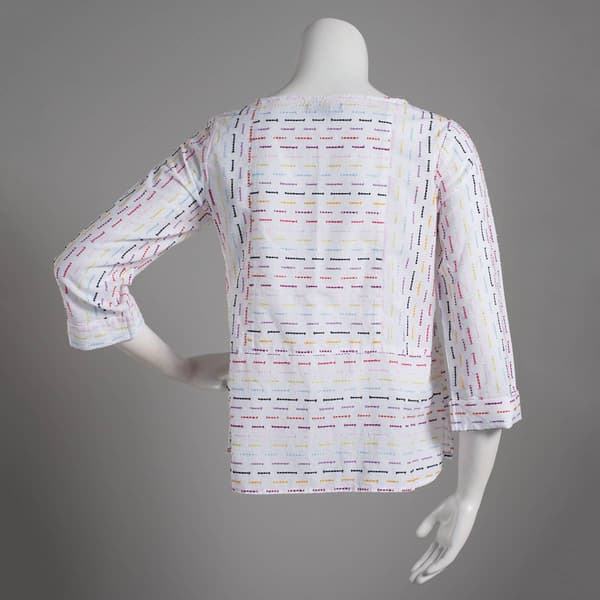 Petites Erika 3/4 Sleeve Clip Dot Stripe Tunic Blouse