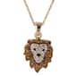 Crystal Kingdom Gold-Tone Crystal Lion Head Pendant Necklace - image 1