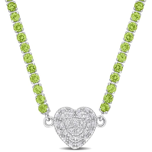 Sophia B Peridot & Created White Sapphire Collar Necklace