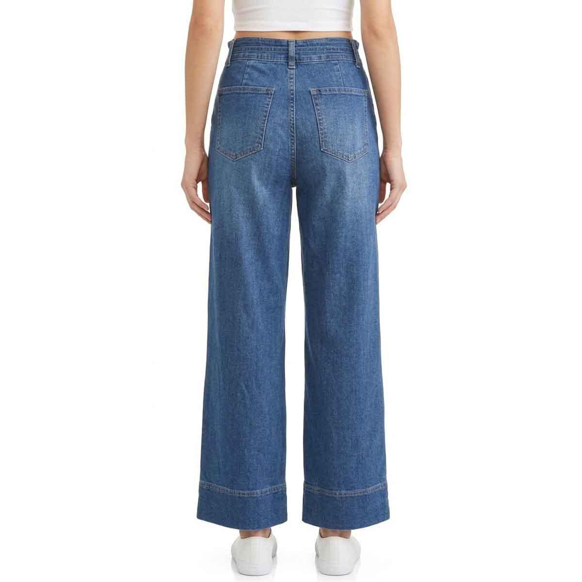 Womens Angels Forever Young High Rise Wide Leg Self Belt Jeans