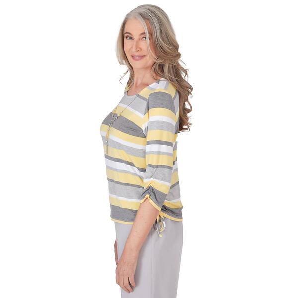 Womens Alfred Dunner Charleston Stripe Ruched Side Seam Blouse