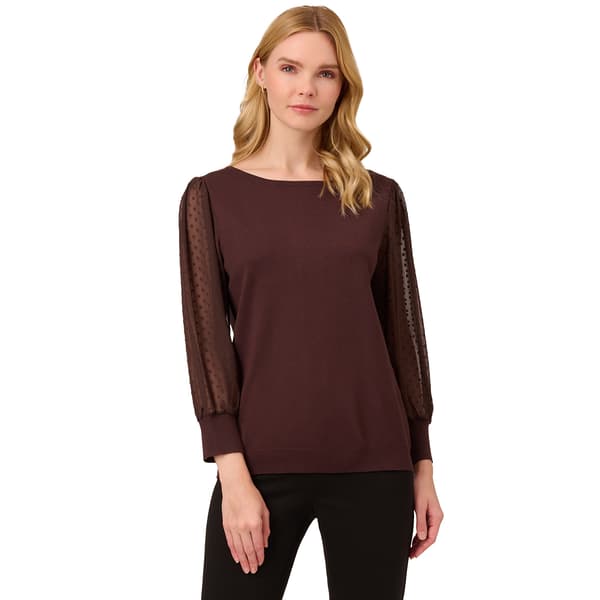 Womens Adrianna Papell 3/4 Clip Dot Sleeve Bateau Neck Sweater Boscov's