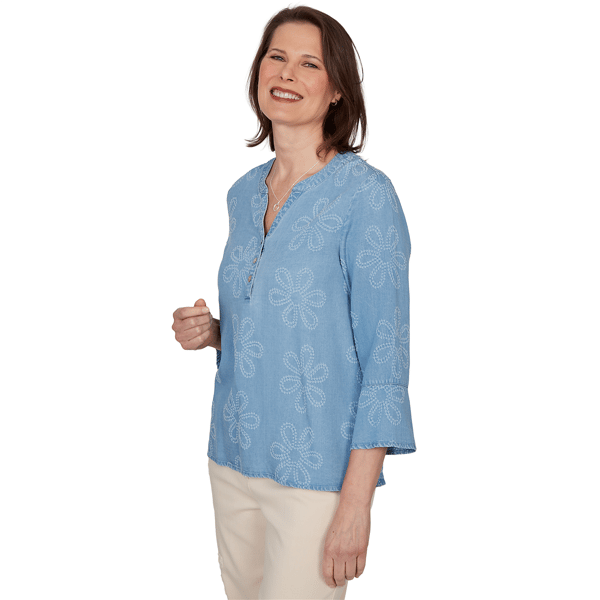 Petite Alfred Dunner Camden Market Floral Embroidery Blouse