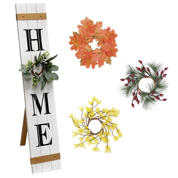 Elegant Designs Seasonal Home Porch Sign w/ Floral Wreaths - image 