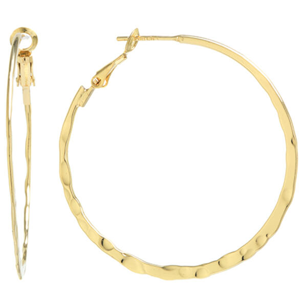Gold over Fine Silver Plated Hammered Hoop Earrings - image 