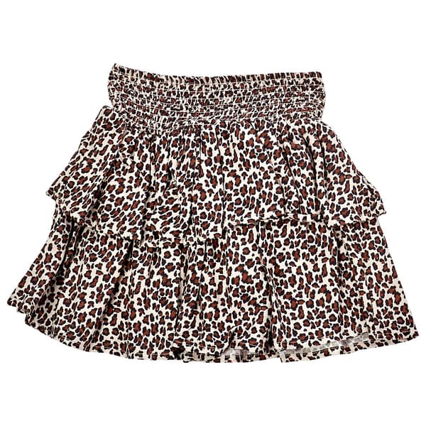 Girls (7-16) Jolie & Joy Ruffled Leopard Skort w/ Smocked Waist - image 
