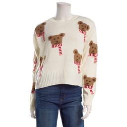 Juniors No Comment 3D Bear Scarf Sweater with Keychain