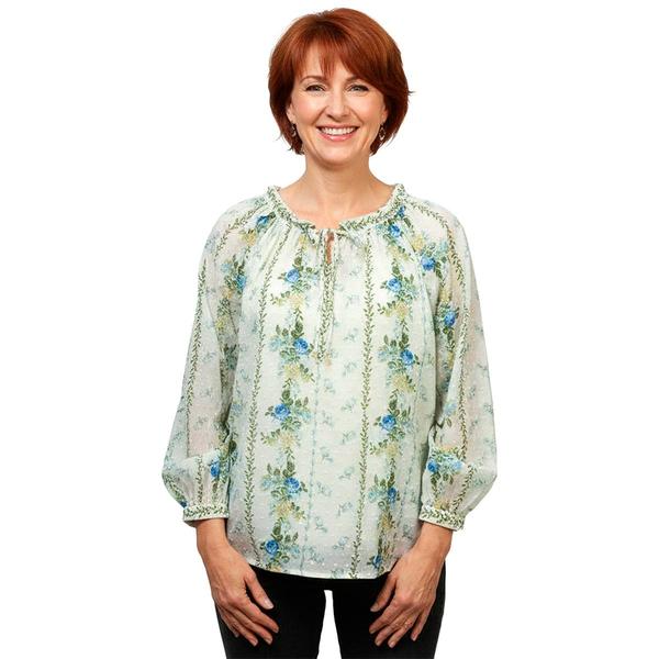 Womens Figueroa & Flower Long Sleeve Clip Dot Floral Blouse - image 