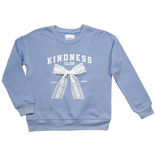Girls (7-16) No Comment 3D Lace Bow Kindness Club Crew Sweatshirt