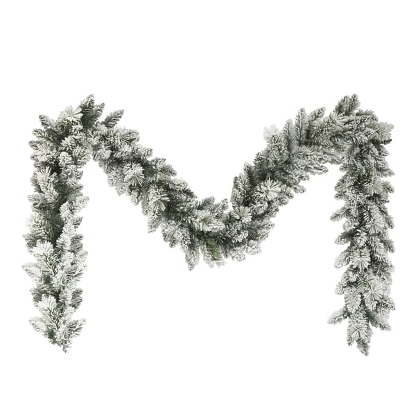 Puleo International 9ft. Flocked Spruce Garland - image 