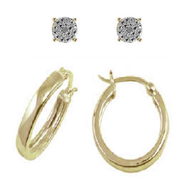 Accents by Gianni Argento Gold Diamond Stud & Hoop Earrings
