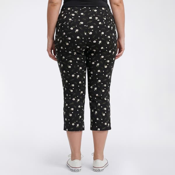 Plus Size Briggs Luxe Millennium Floral Cat Eye Pocket Capris