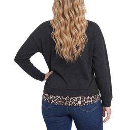 Plus Size NY Collection Long Sleeve Two in One Leopard Sweater