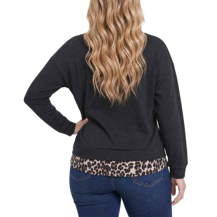 Plus Size NY Collection Long Sleeve Two in One Leopard Sweater