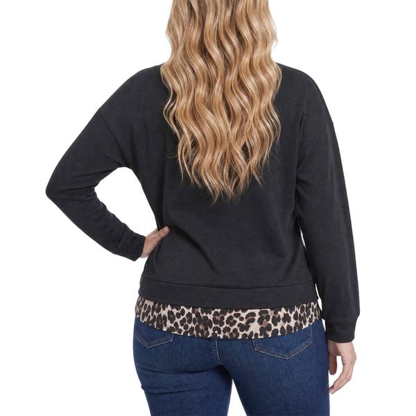 Plus Size NY Collection Long Sleeve Two in One Leopard Sweater