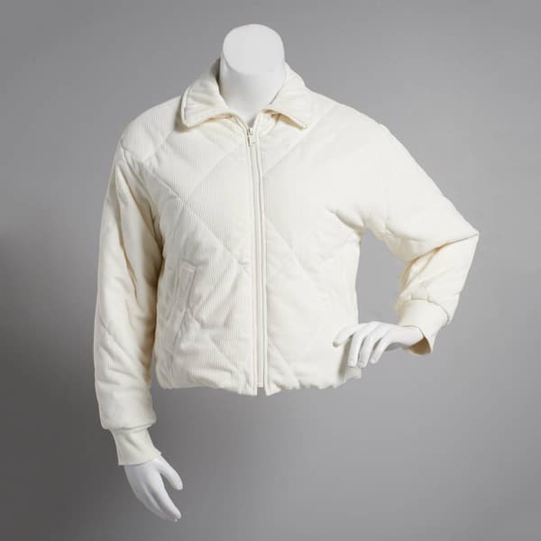 Womens Red Star Quilted Corduroy Jacket - image 