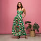 Womens 24/7Comfort Apparel Green Print Strapless Maxi Dress - image 4