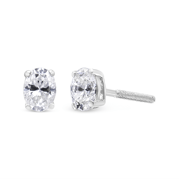 Haus of Brilliance Lab-Grown Oval Solitaire Diamond Stud Earrings - image 