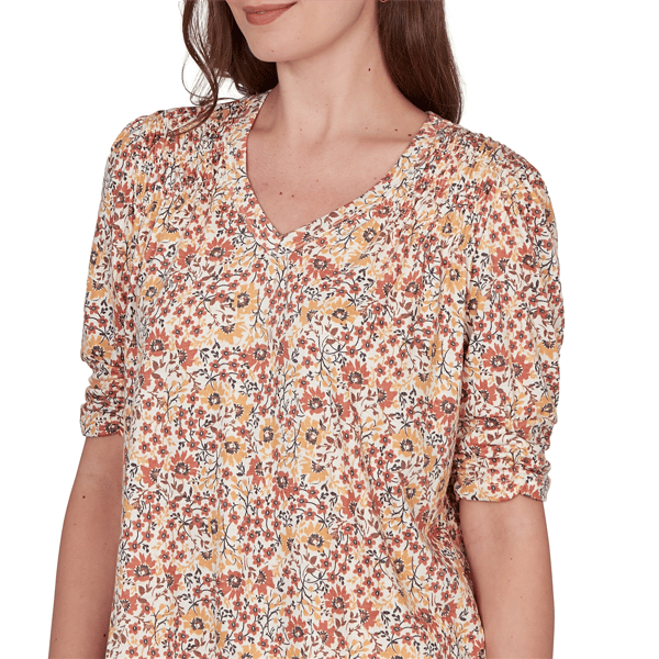 Petite Skye’s the Limit Terra Tropic Ditsy Floral Blouse