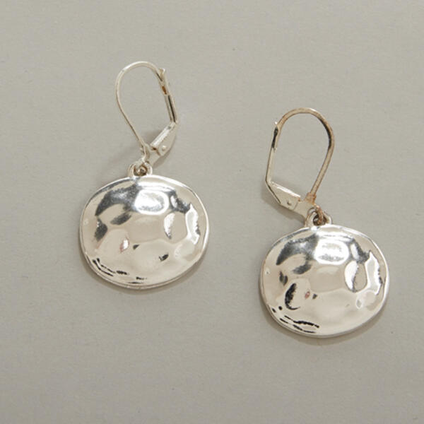 Gloria Vanderbilt Silver Hammered Drop Earrings - image 