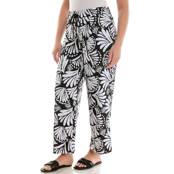 Petite Zac & Rachel Pull On Palm Leaf Wide Leg Pants