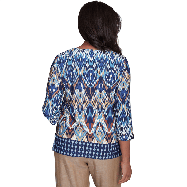 Womens Alfred Dunner Summer Solstice Ikat Diamond Border Top