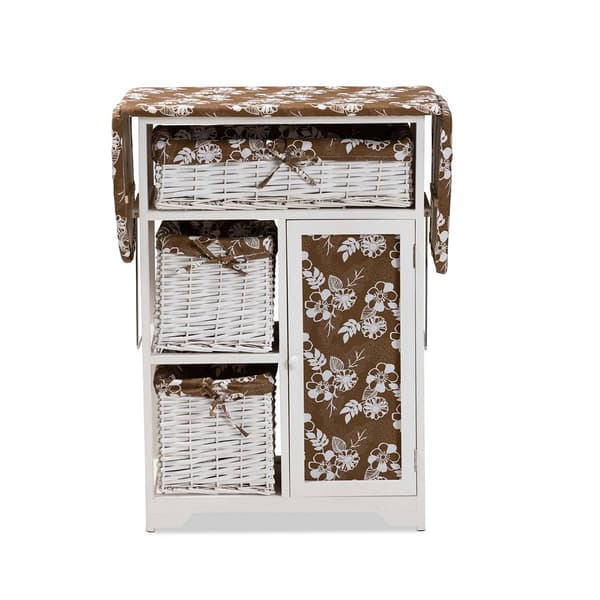 Baxton Studio Abril White Wood Drop Leaf Ironing Board Cabinet